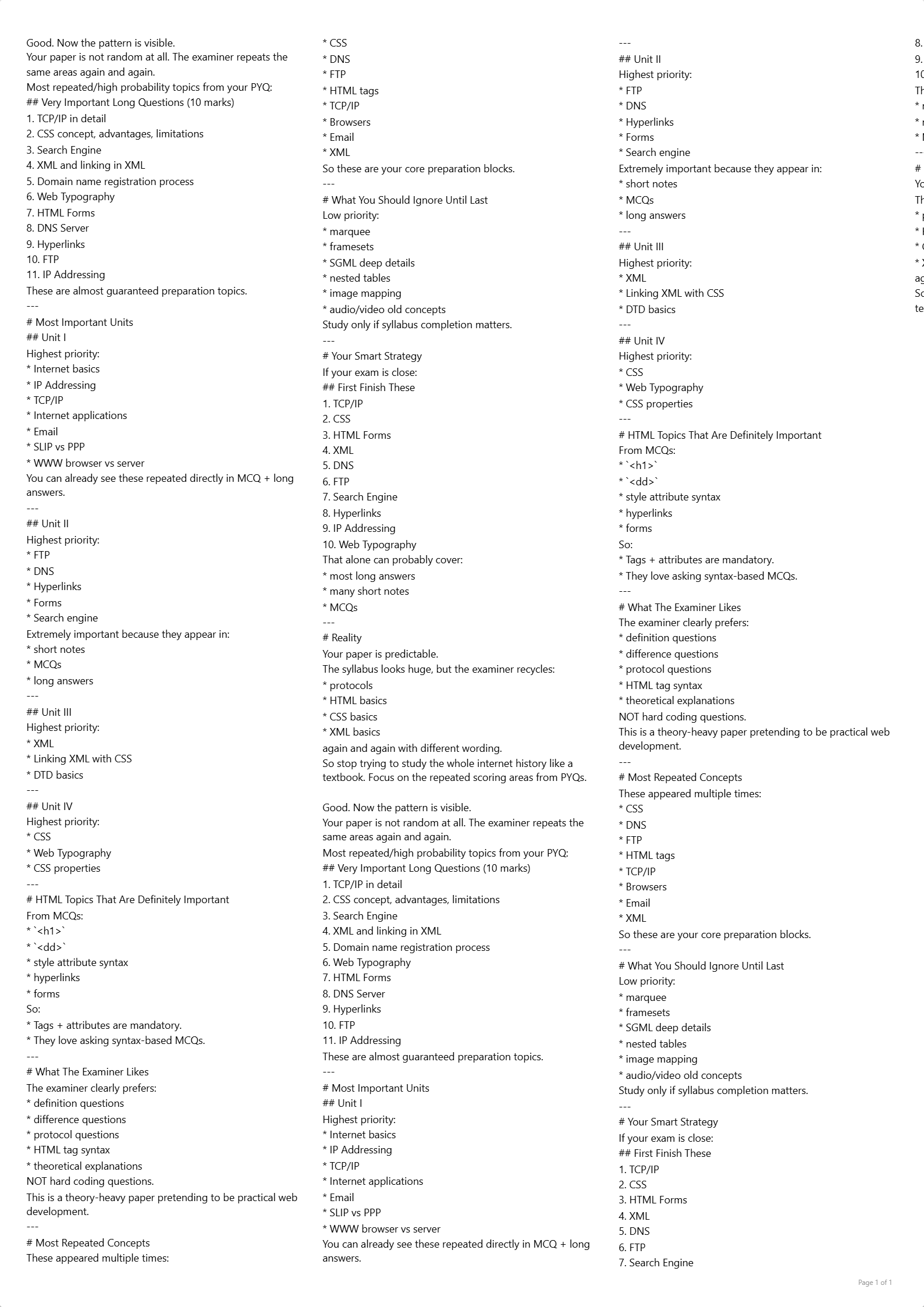 Cheat Sheet Output Example 2